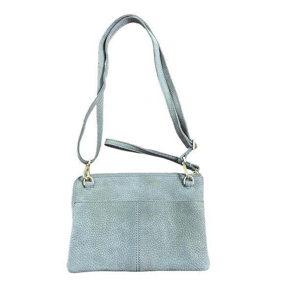 Hammitt Nash Small Leather Clutch Wristlet Grey Leather Brushed Gold Crossbody - Picture 2 of 7